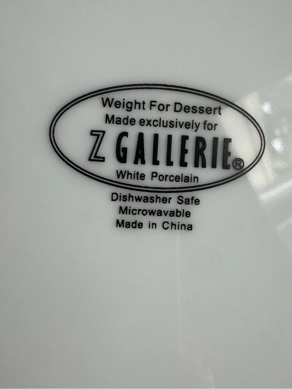 Z Gallerie Weight for Dessert Porcelain Plates, set of 4